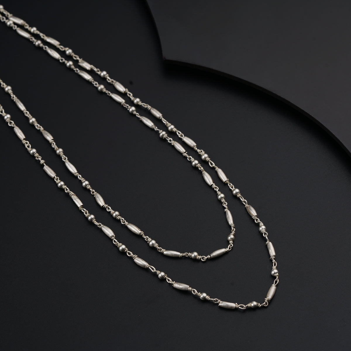 Double Layered Silver Bead Necklace