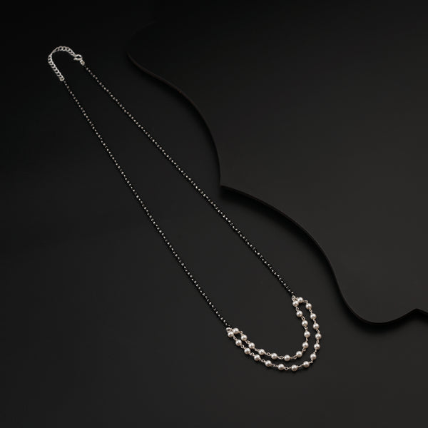 Two Pearl Chain Layers Silver Mangalsutra