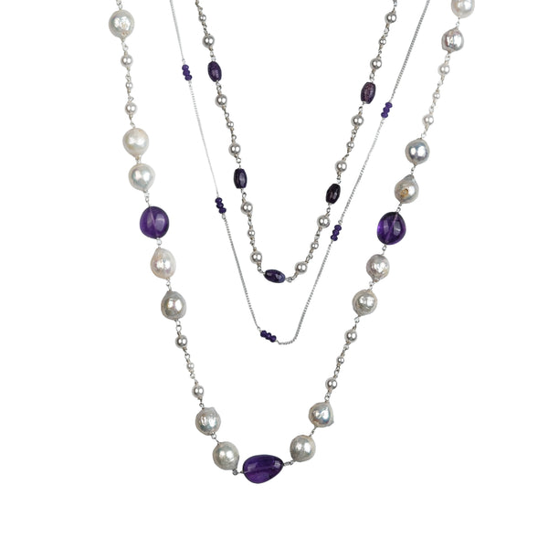 Luxe Necklace – Amethyst & Freshwater Pearls