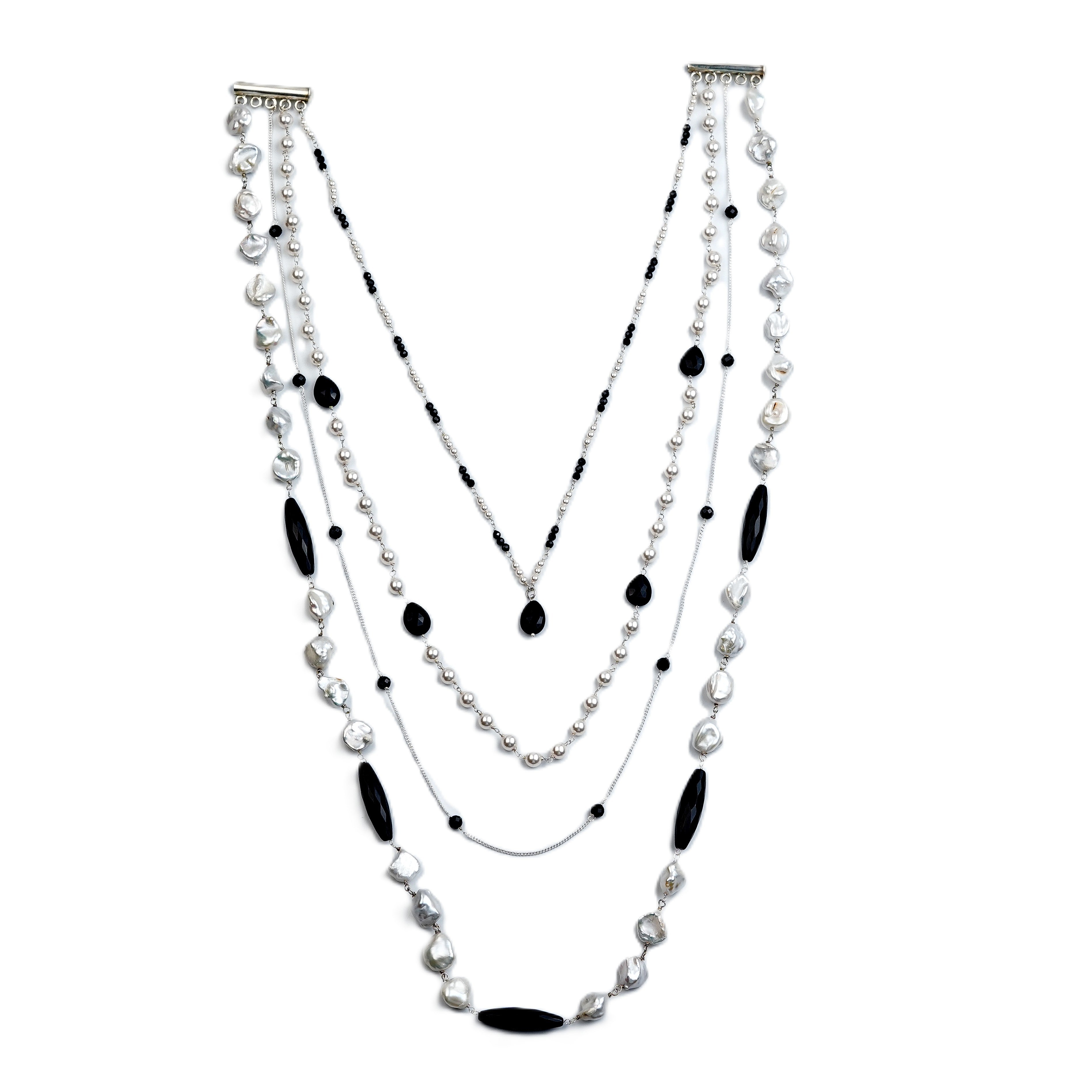 Luxe Necklace – Black Spinel & Baroque Pearls