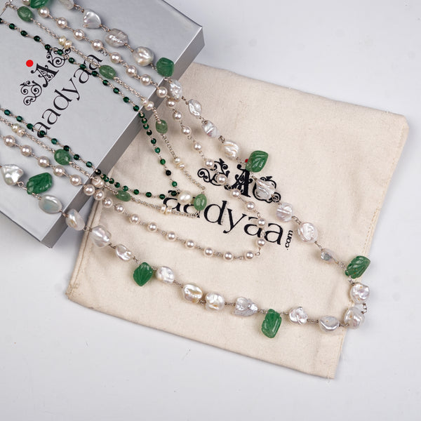 Luxe Necklace – Russian Quartz, Green Onyx & Freshwater Pearls