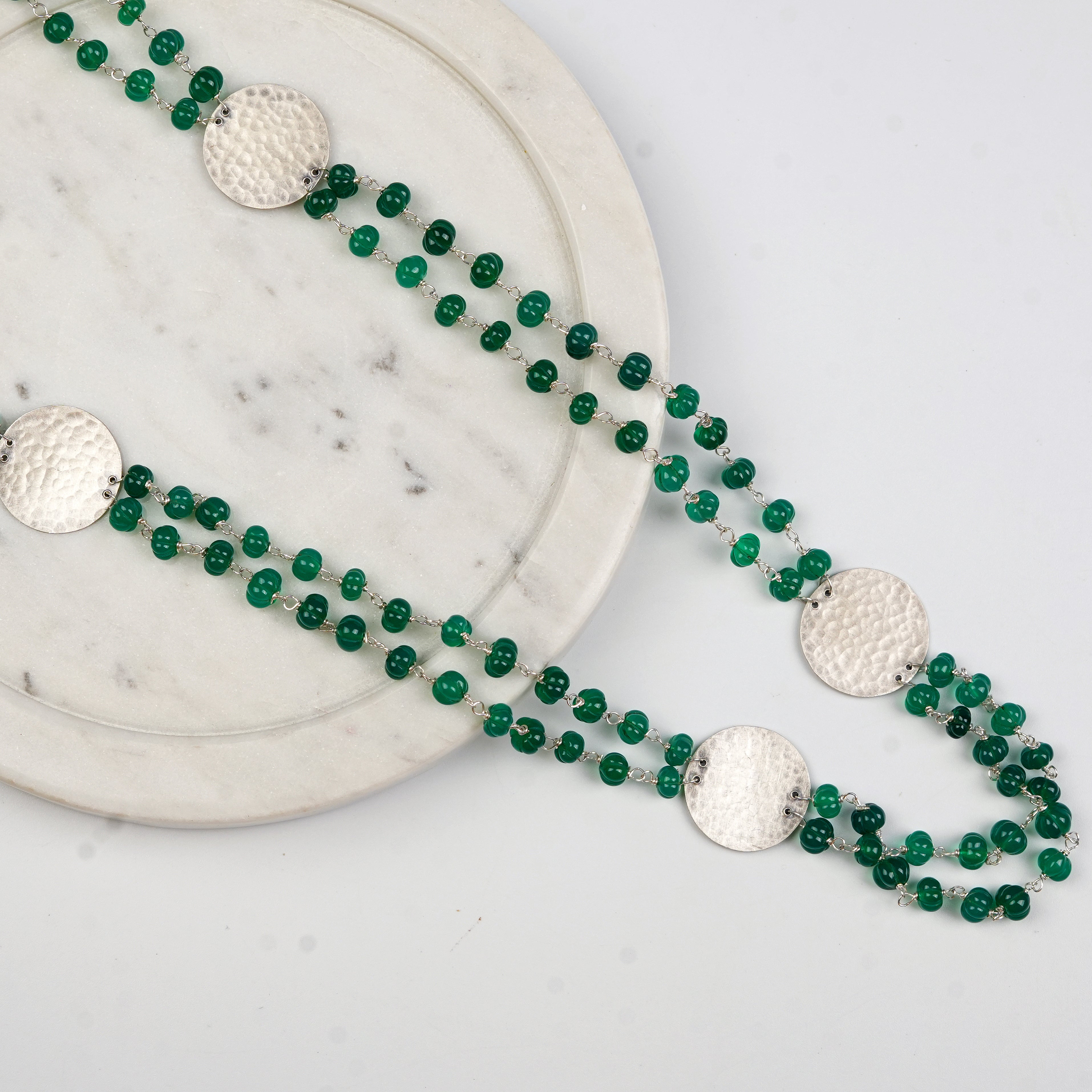 Coin Necklace with Green Onyx