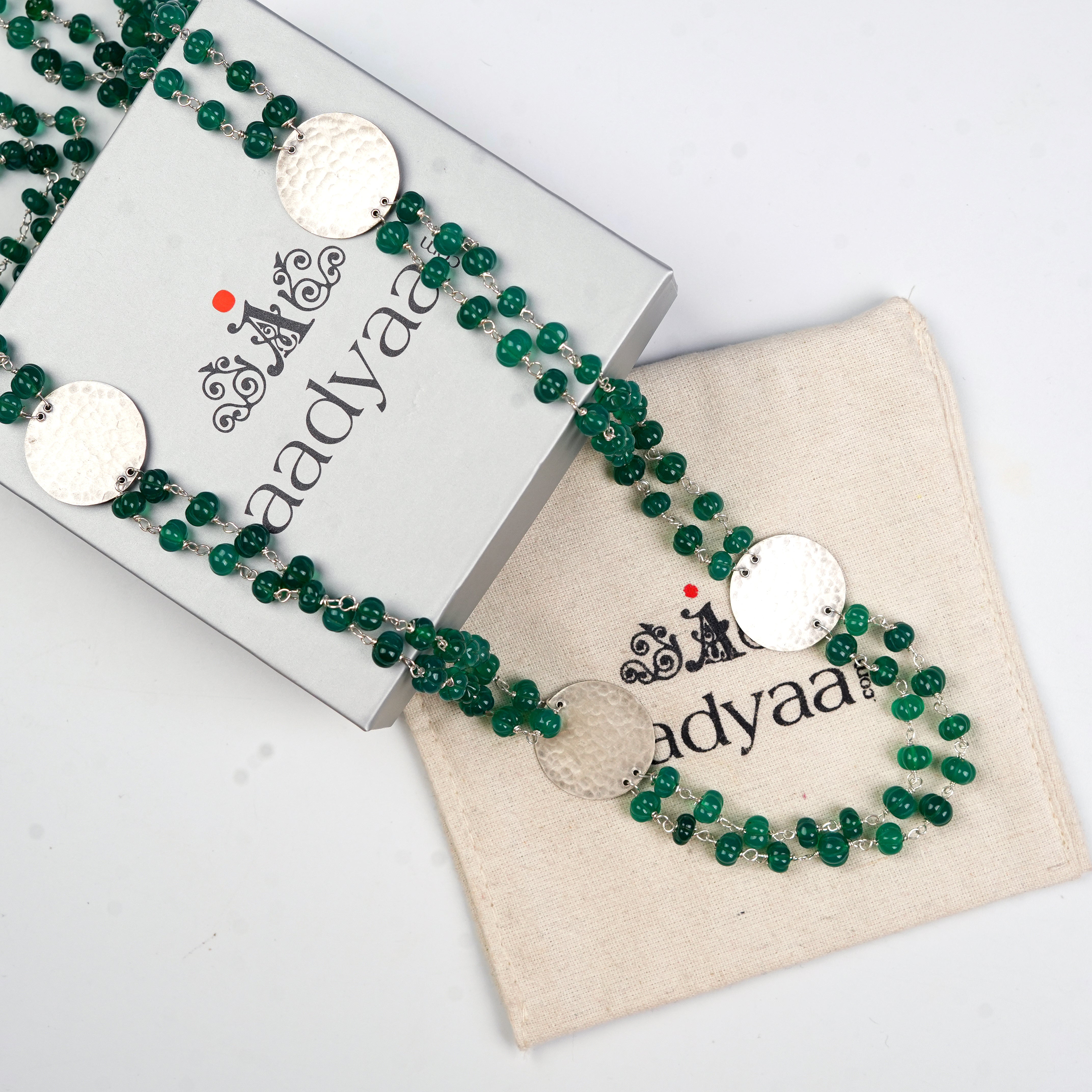 Coin Necklace with Green Onyx