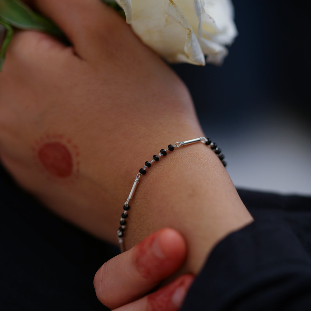 Silver Spinel Pipe Mangalsutra Bracelet