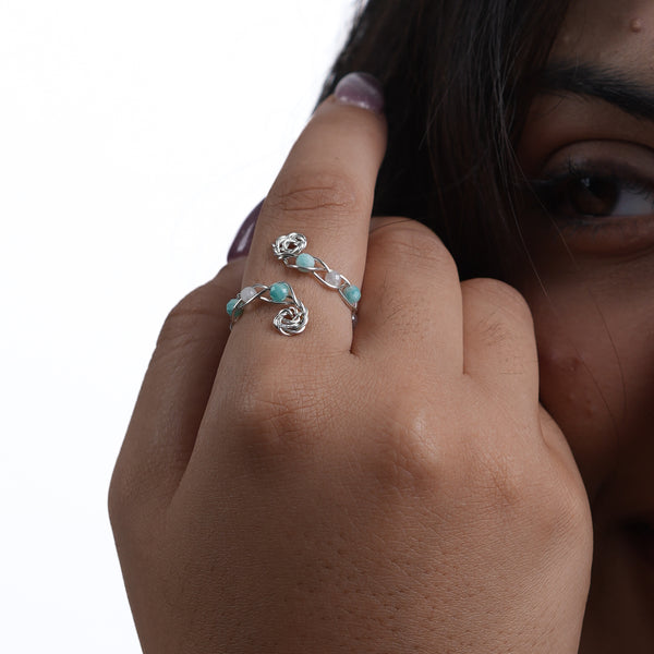 Blue Firoza & Moonstone Ring (Project Handmade)