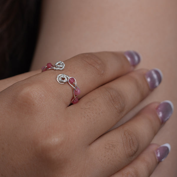 Pink Jade Wrapped Ring (Project Handmade)