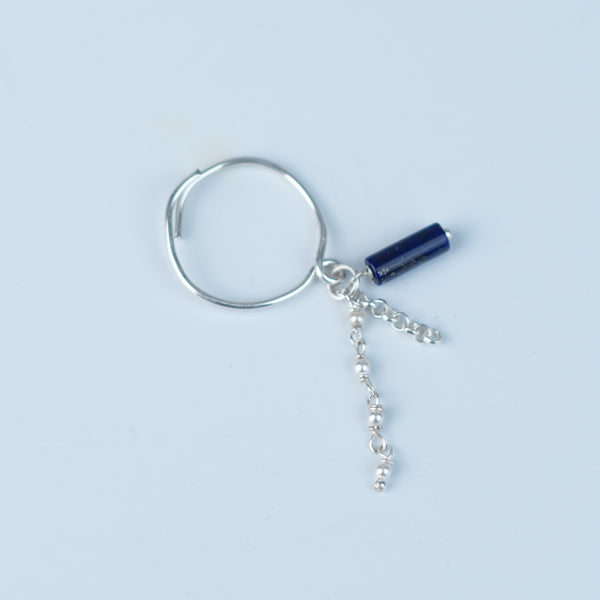 Lapis Lazuli & Pearl Chain Ring (Project Handmade)