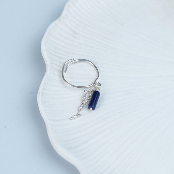Lapis Lazuli & Pearl Chain Ring (Project Handmade)