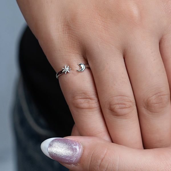 Sun & Moon Silver Tiny Ring