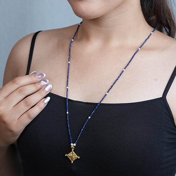 Filigree Galaxy Necklace with Lapis Lazuli & Pearls | 22K Gold-Plated