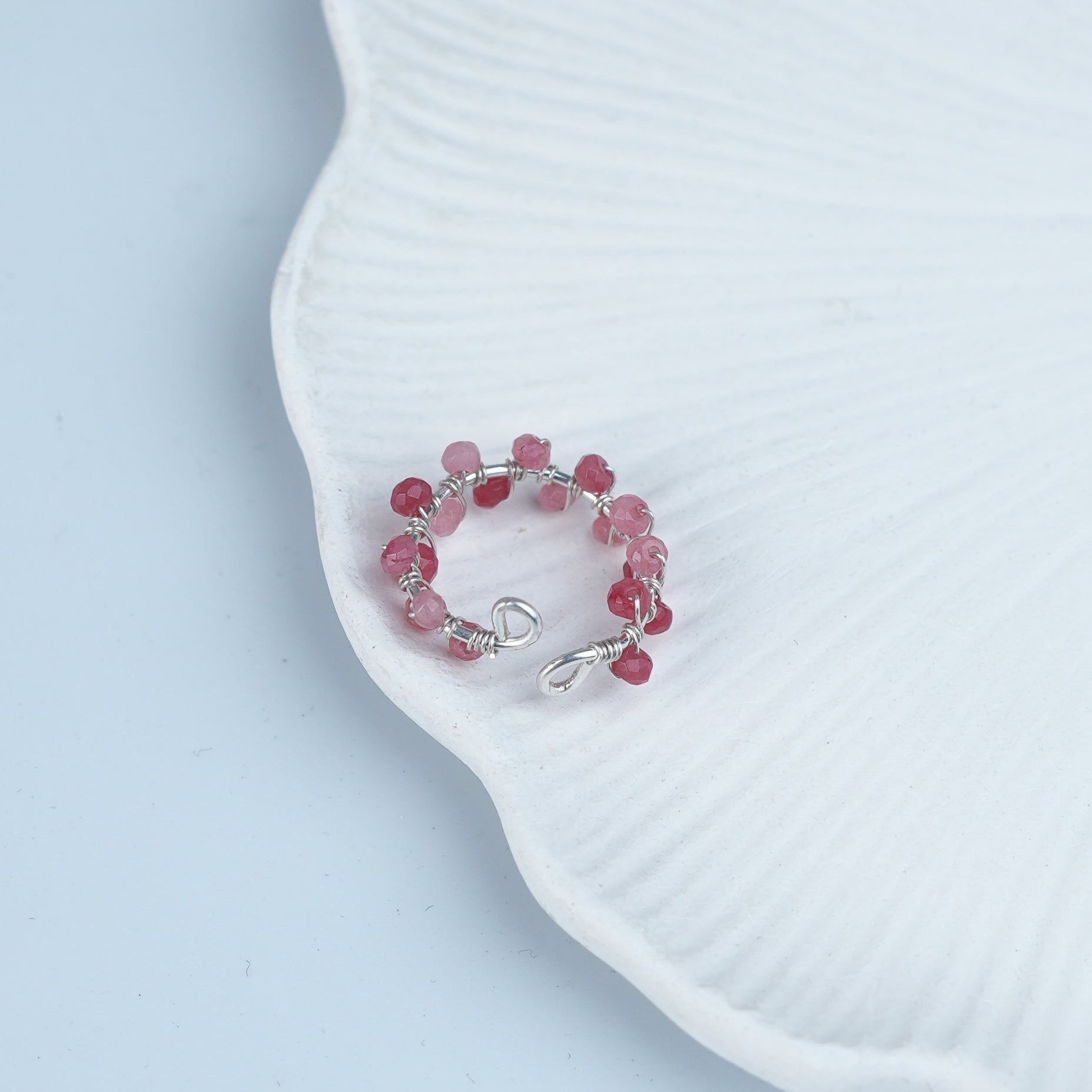 Pink Jade Twisted Ring (Project Handmade)