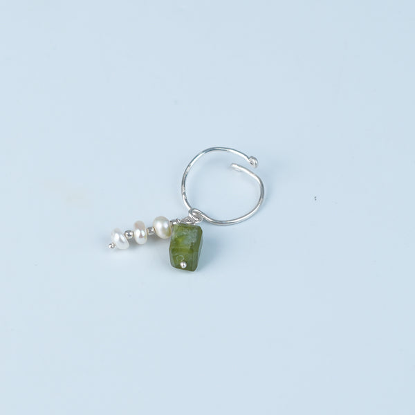 Phrenite & Pearl Ring (Project Handmade)