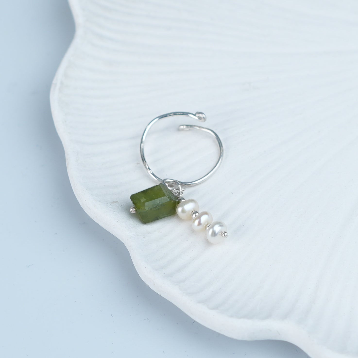 Phrenite & Pearl Ring (Project Handmade)