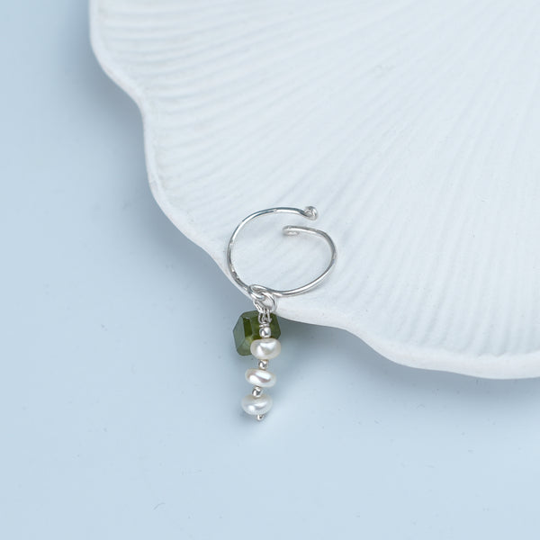 Phrenite & Pearl Ring (Project Handmade)