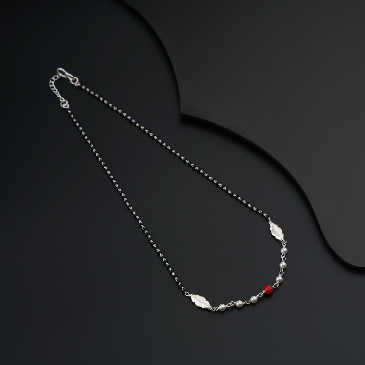 Handmade silver Mangalsutra with Pearls and Silver Beads