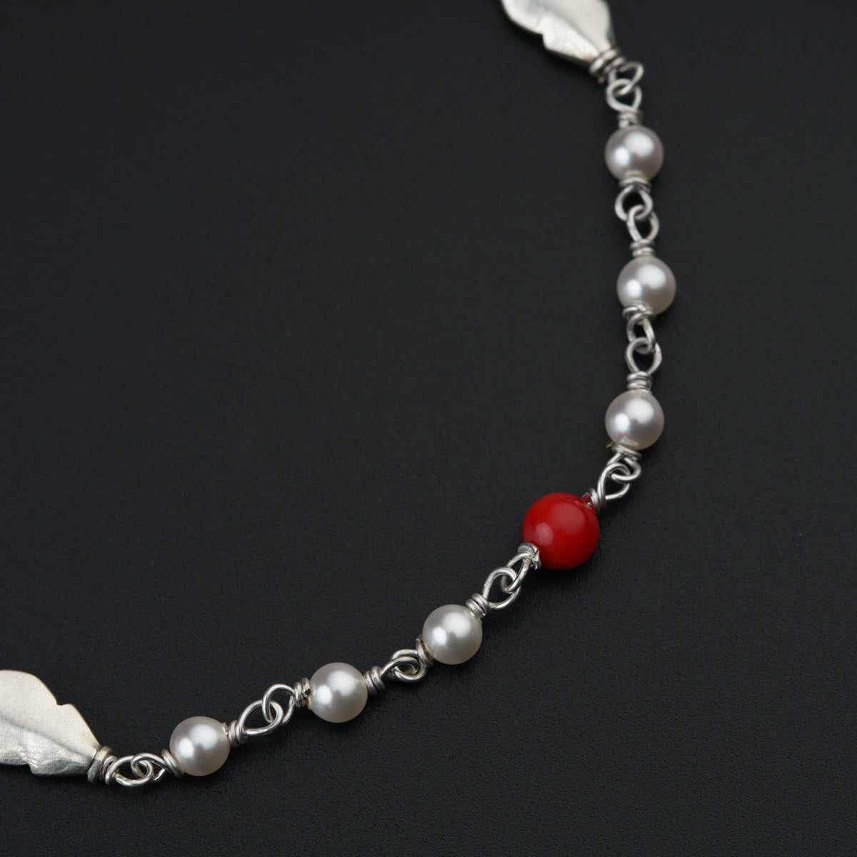 Handmade silver Mangalsutra with Pearls and Silver Beads