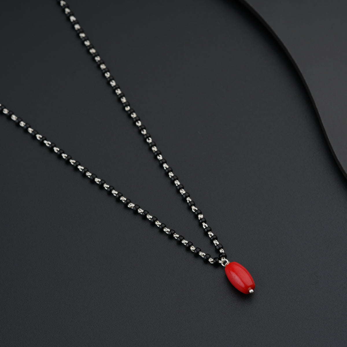 Handmade silver Mangalsutra with Coral