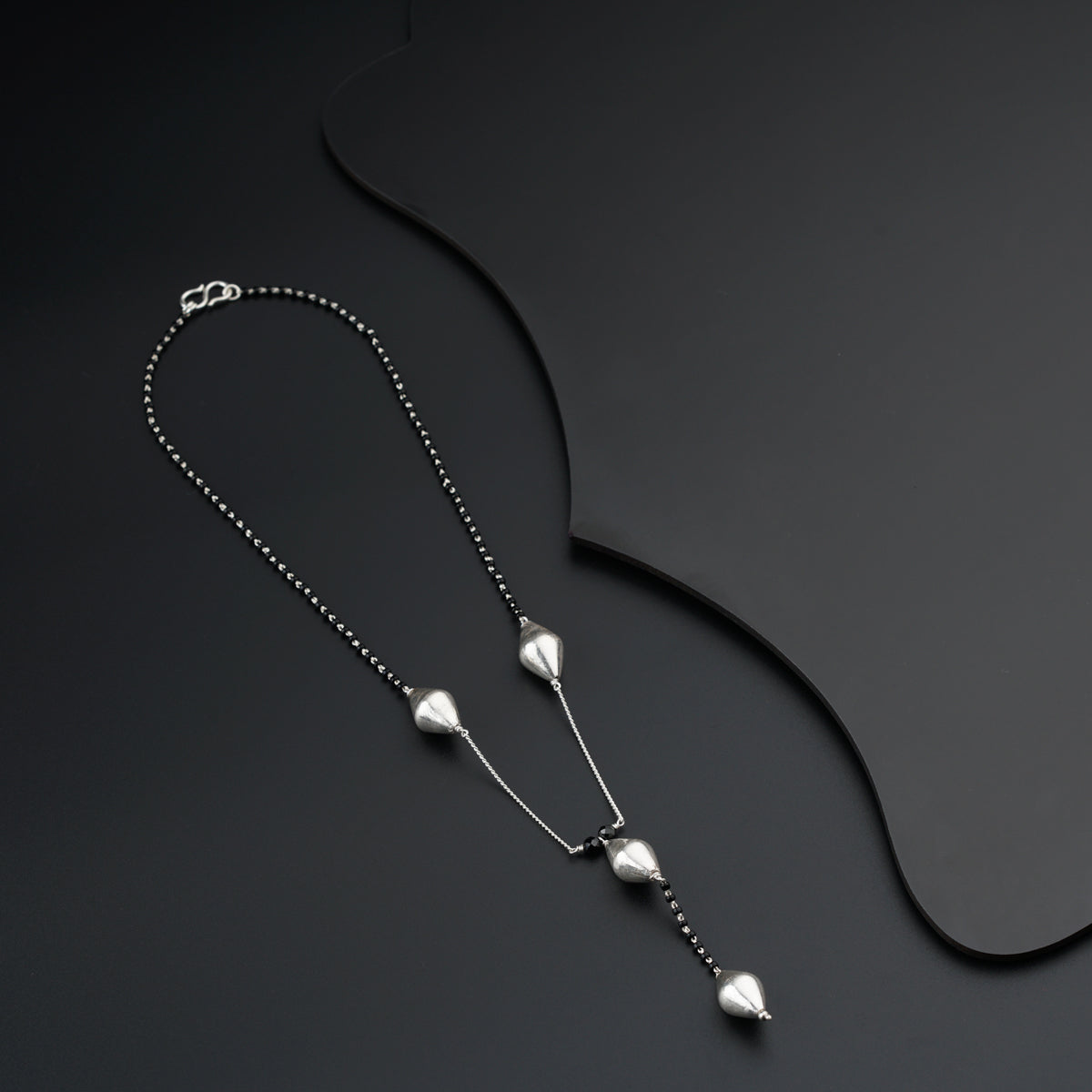 Handmade Silver Dholaki bead Mangalsutra