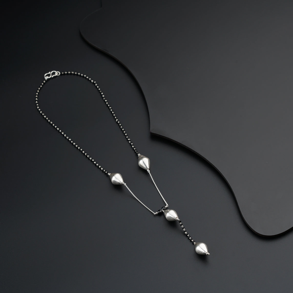 Handmade Silver Dholaki bead Mangalsutra