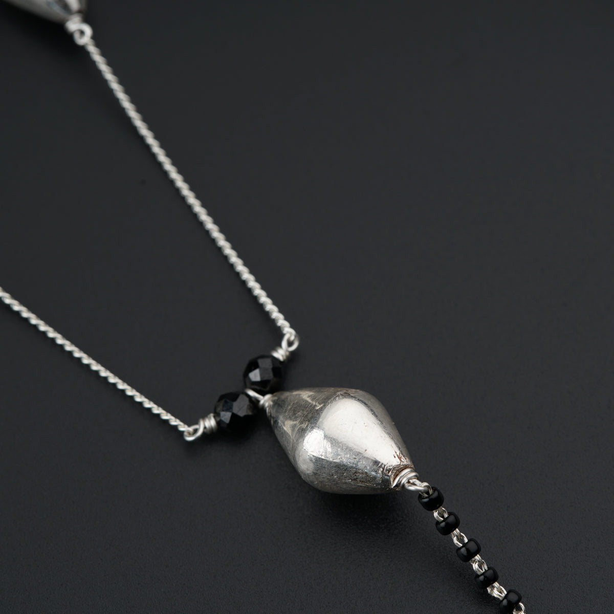 Handmade Silver Dholaki bead Mangalsutra