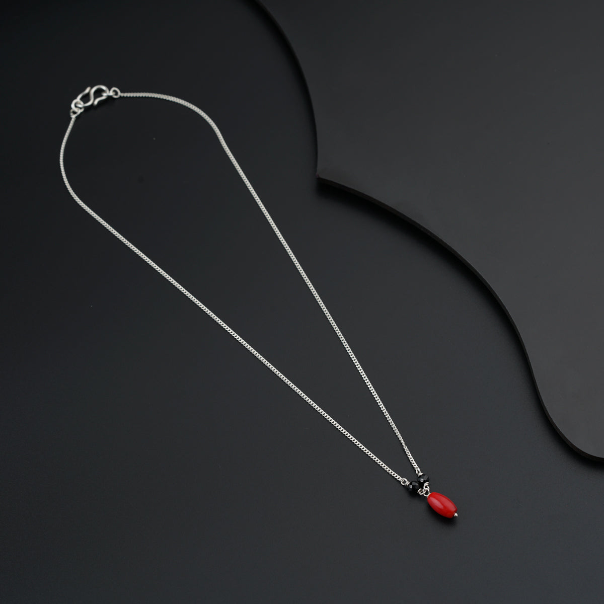 Handmade Silver Mangalsutra with Coral