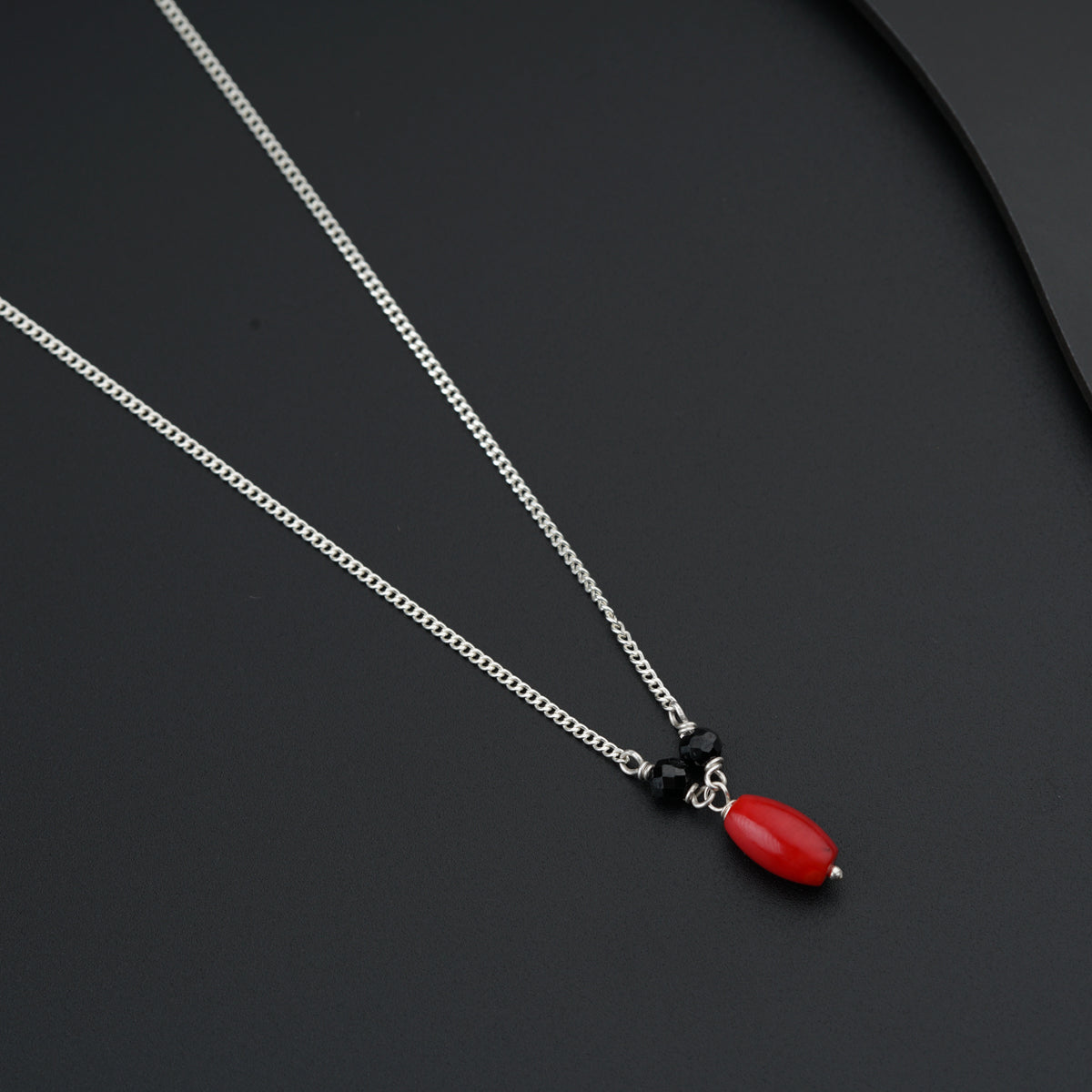 Handmade Silver Mangalsutra with Coral