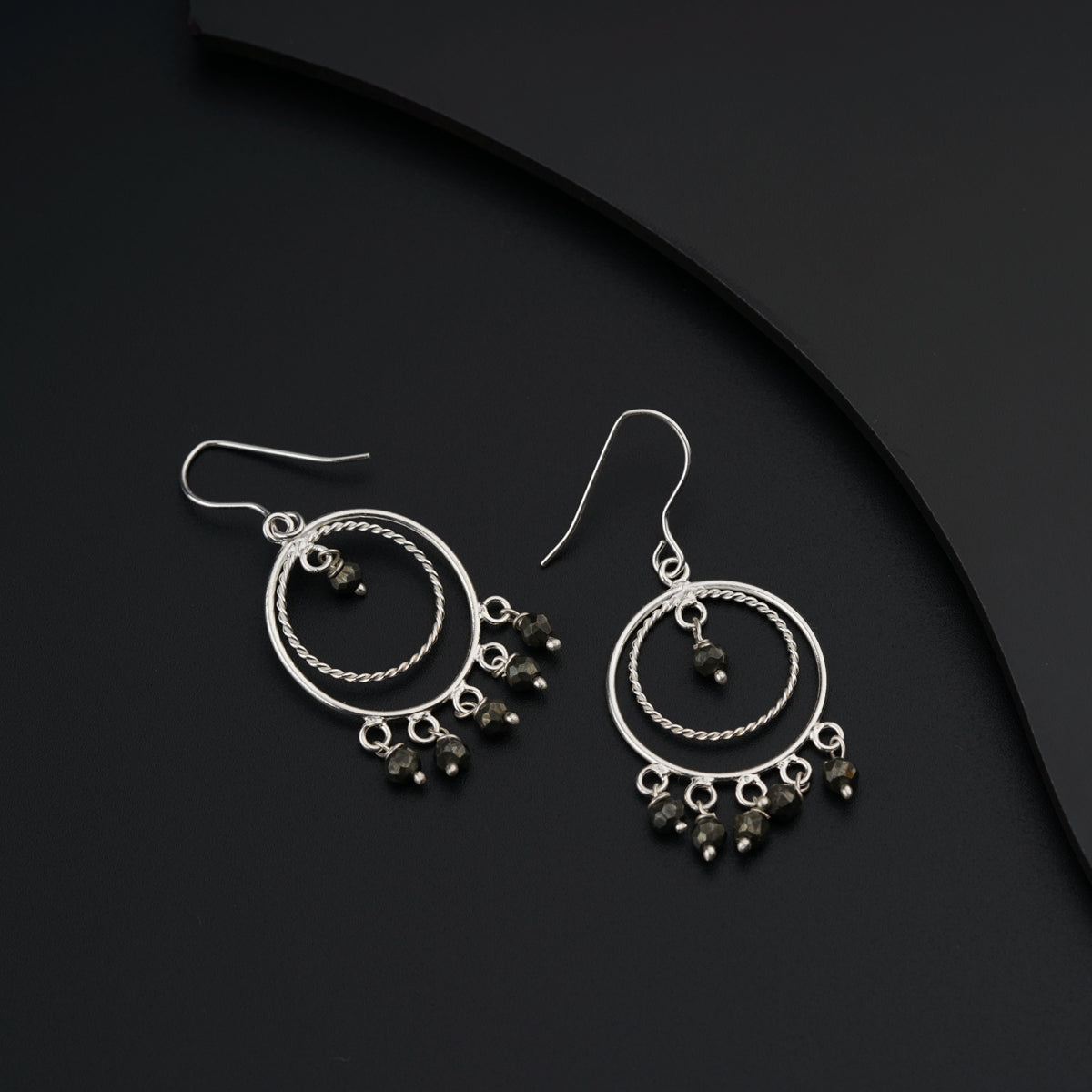 Silver Baalis With Pyrite stones