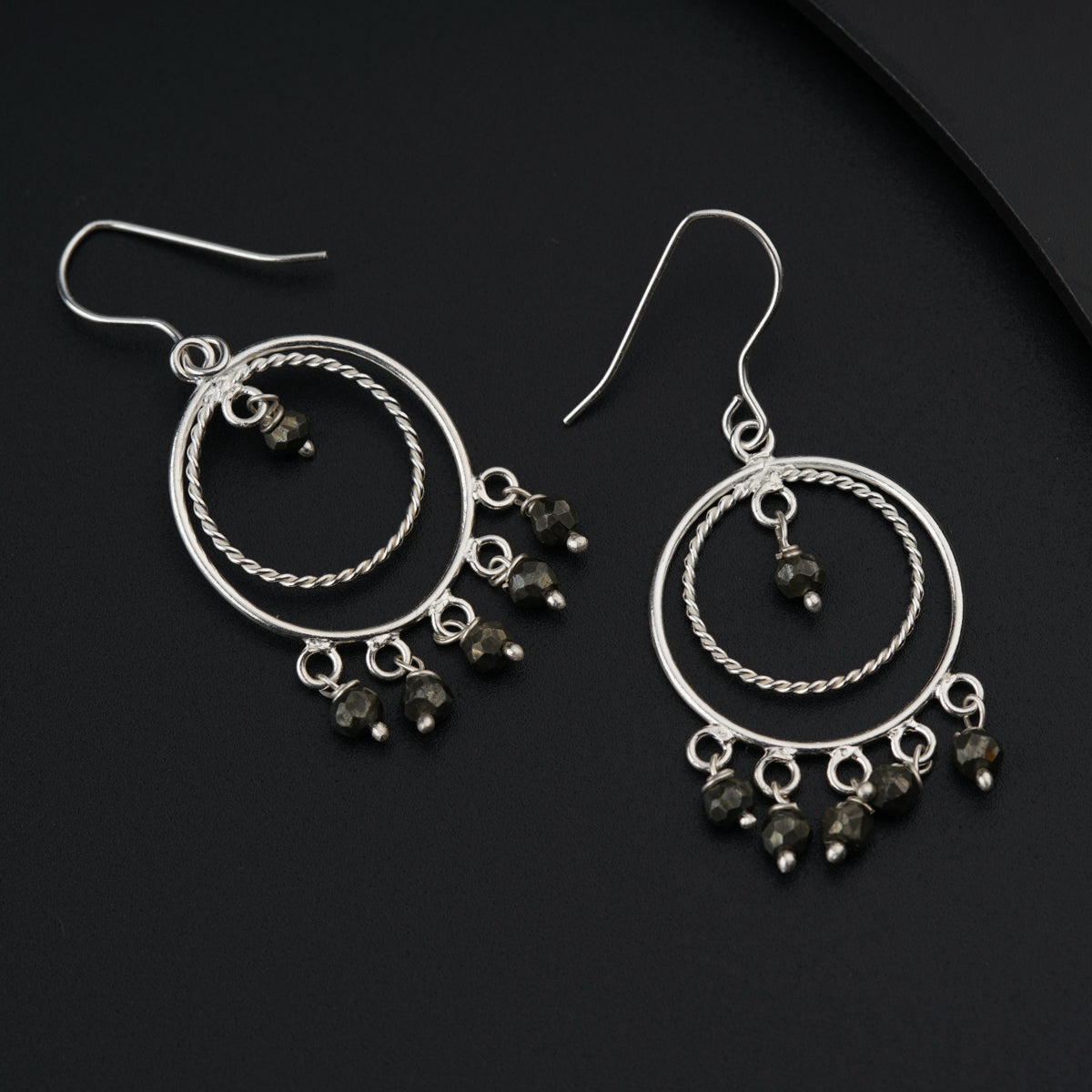 Silver Baalis With Pyrite stones
