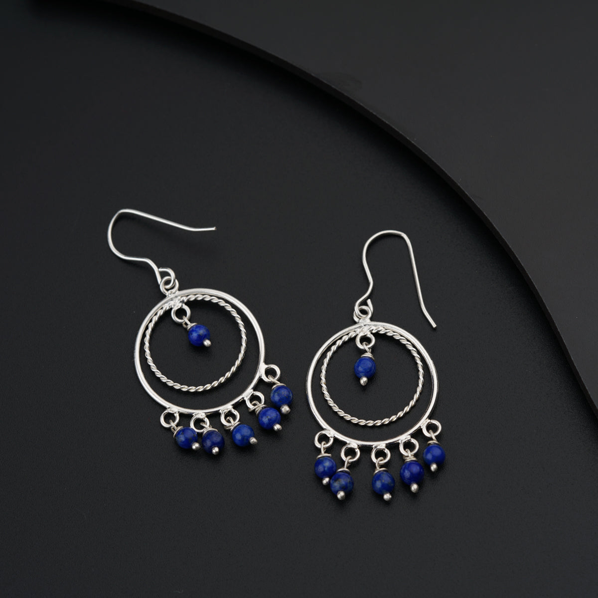 Silver Baalis With Lapis Stones