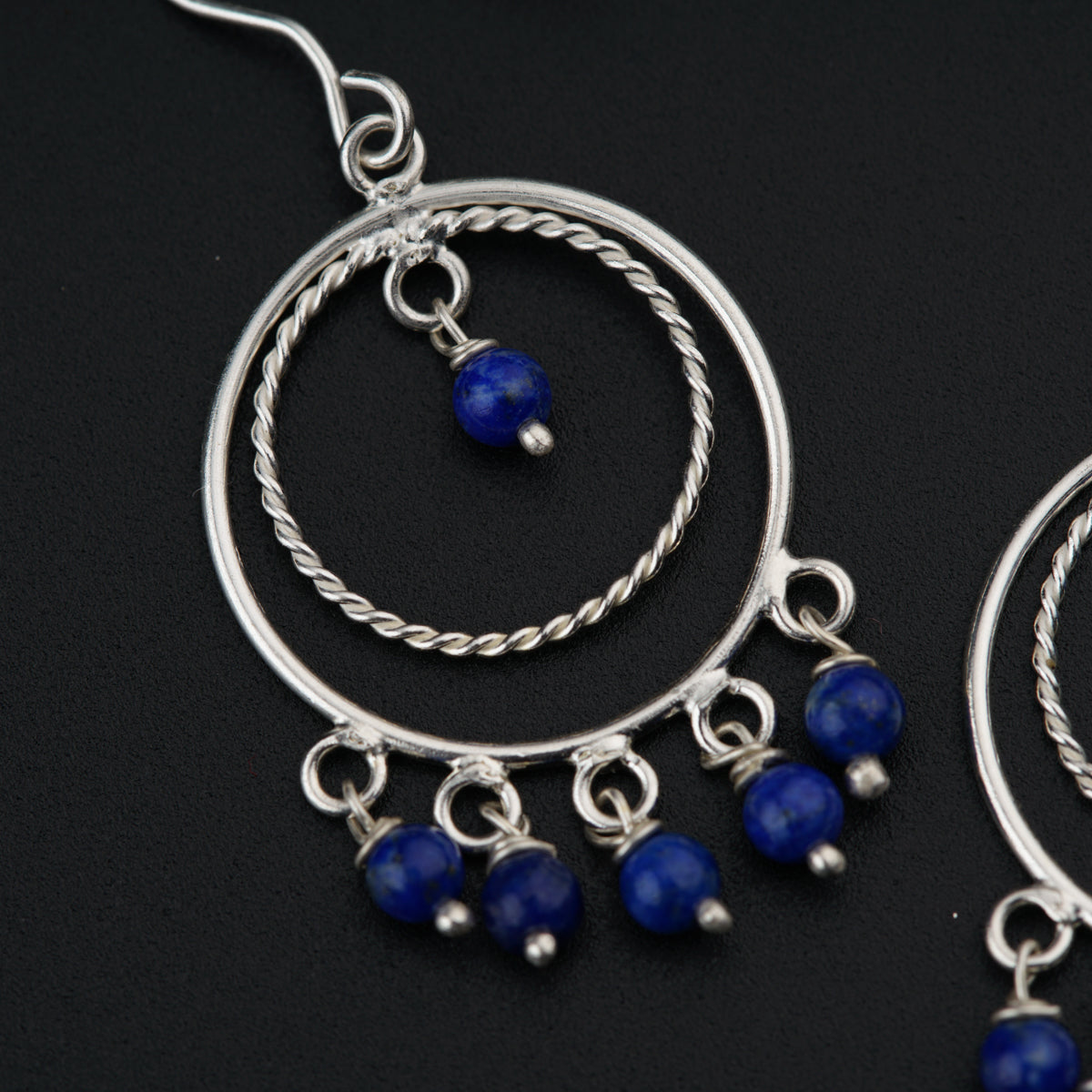 Silver Baalis With Lapis Stones