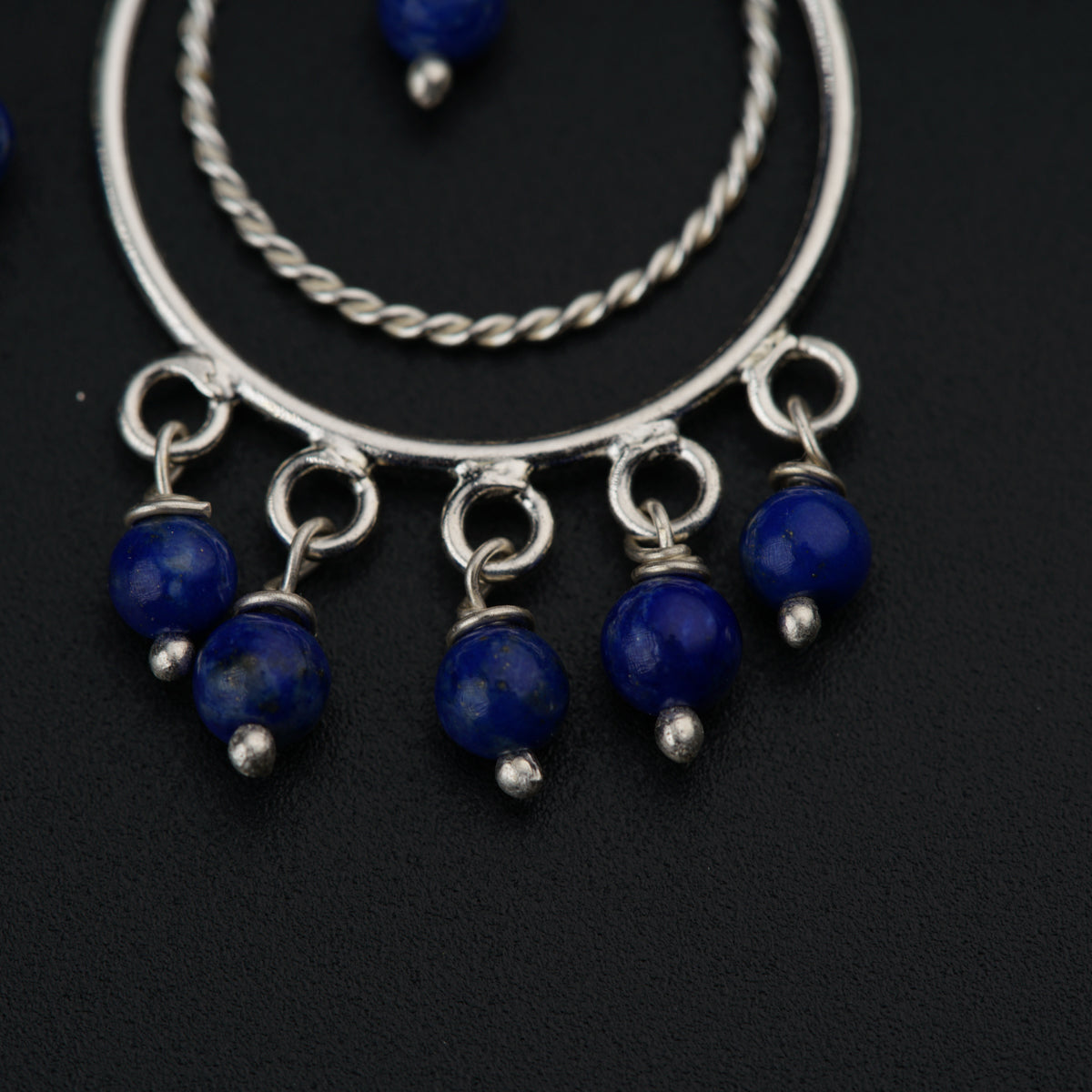 Silver Baalis With Lapis Stones