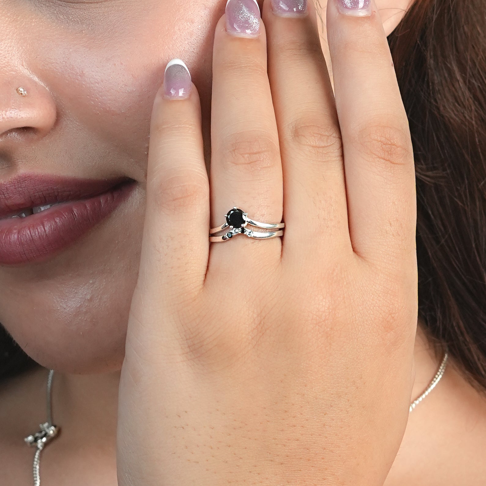 Chevron Mangalsutra Stackable Ring