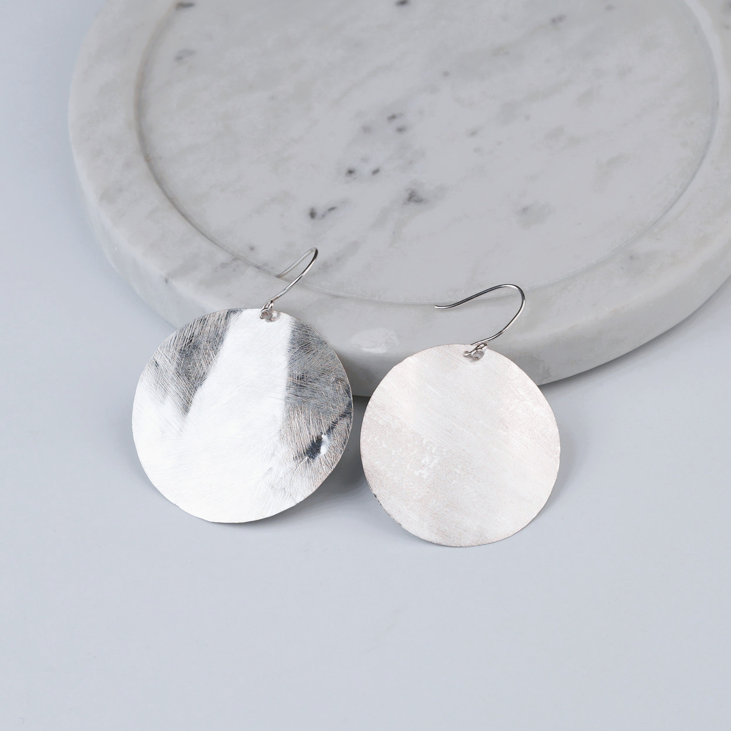 Silver Round Textured Earrings