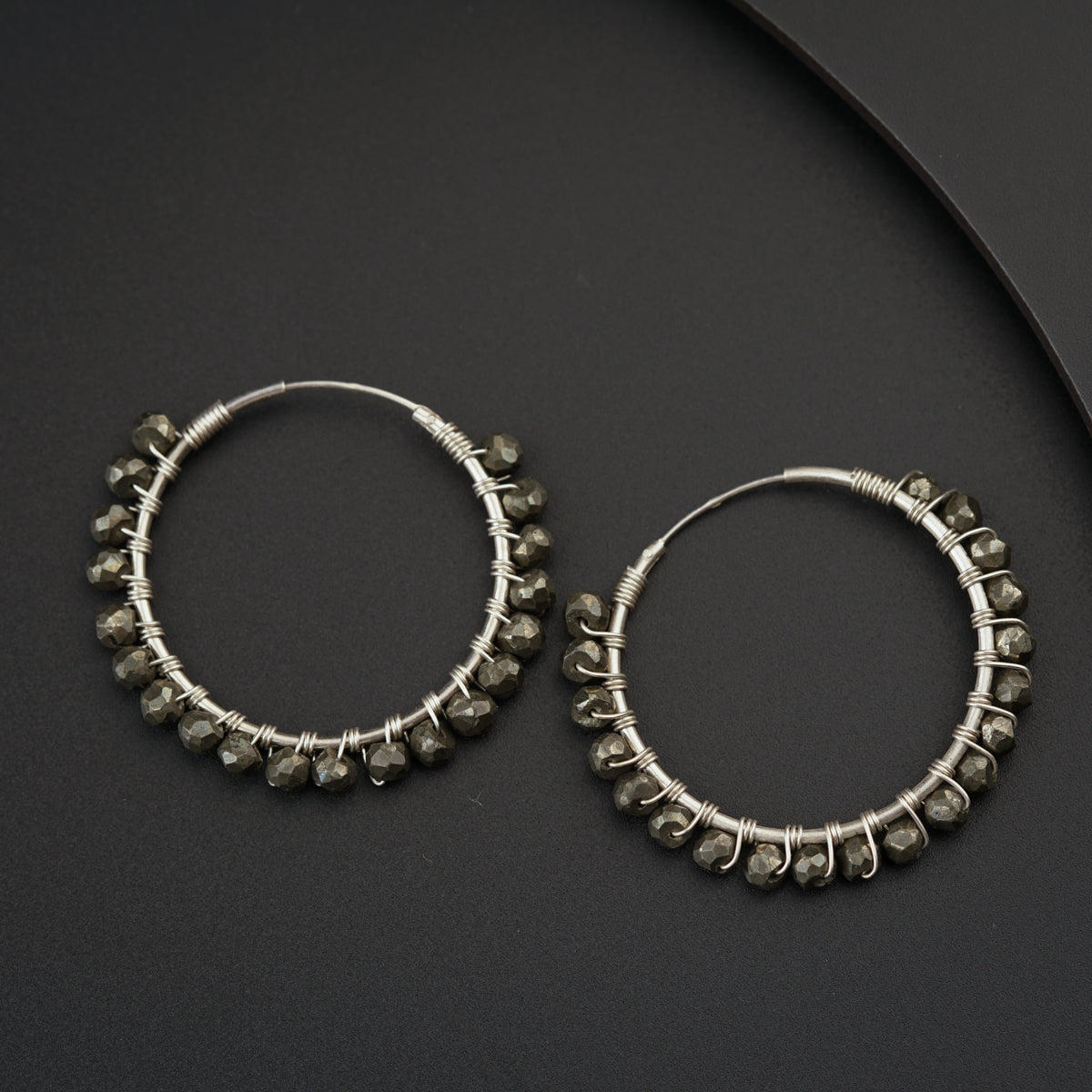Silver Pyrite Hoops
