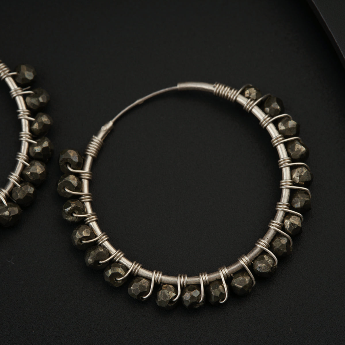Silver Pyrite Hoops