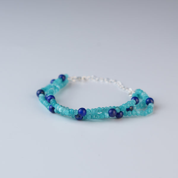 Blue Jade & Lapis Lazuli Silver Bracelet (Project Handmade)