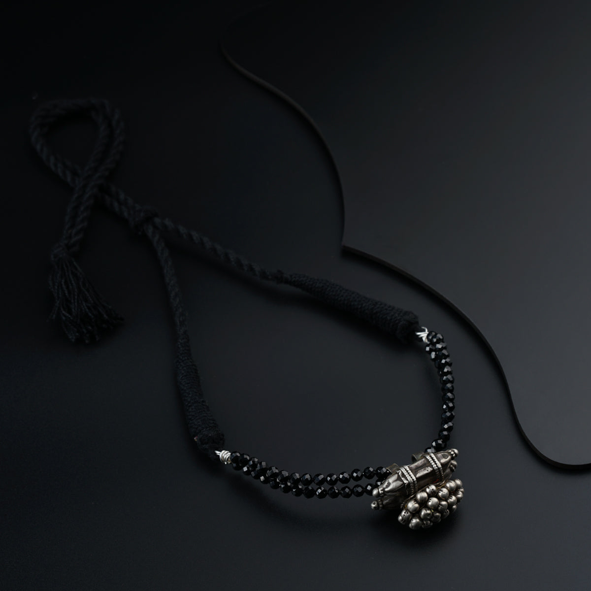 Antique Silver Choker with Black Spinel