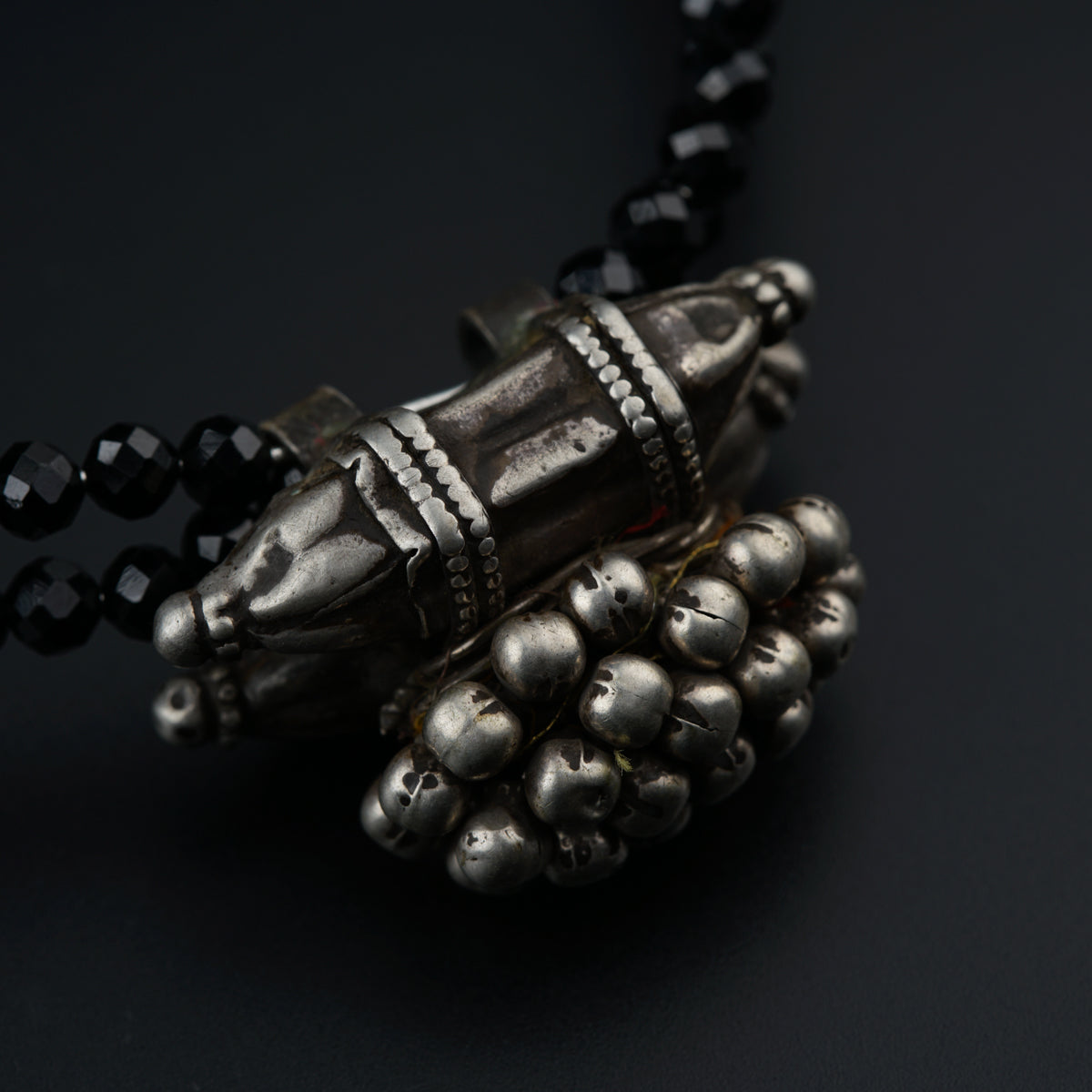 Antique Silver Choker with Black Spinel
