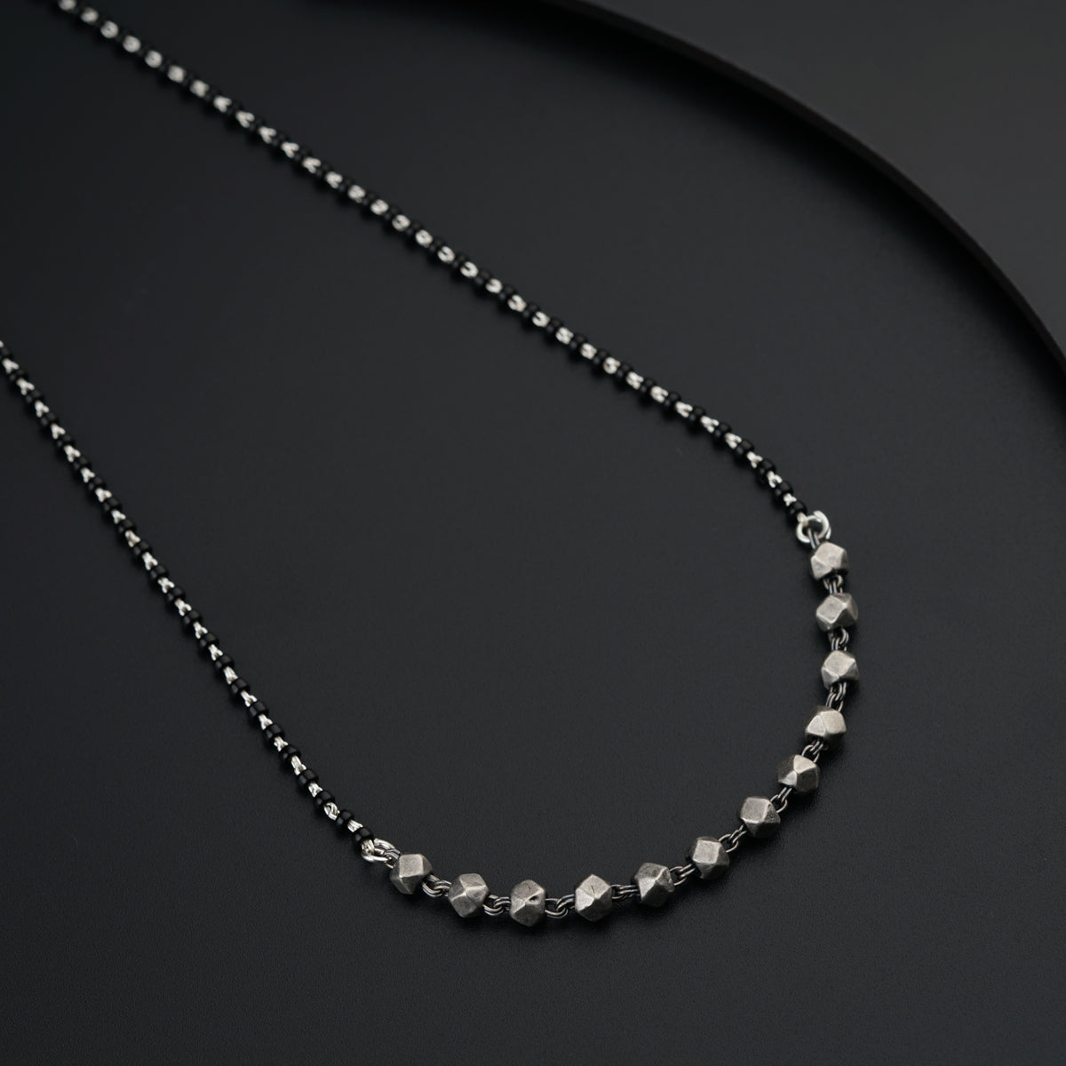 Handmade Silver Ashtapailu Bead Mangalsutra