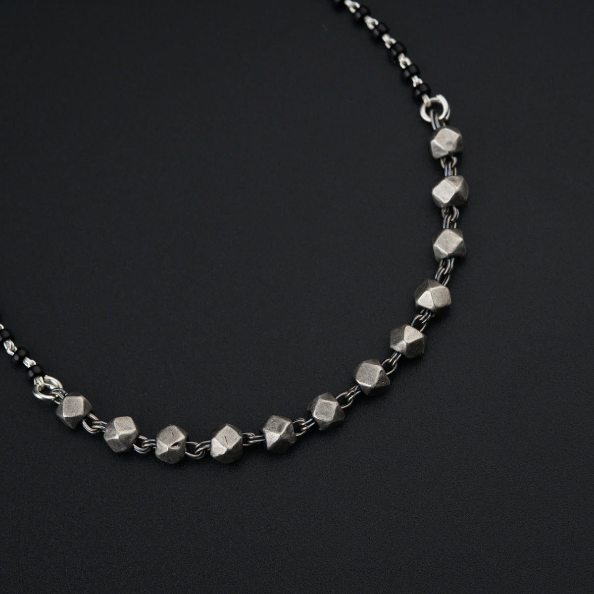 Handmade Silver Ashtapailu Bead Mangalsutra