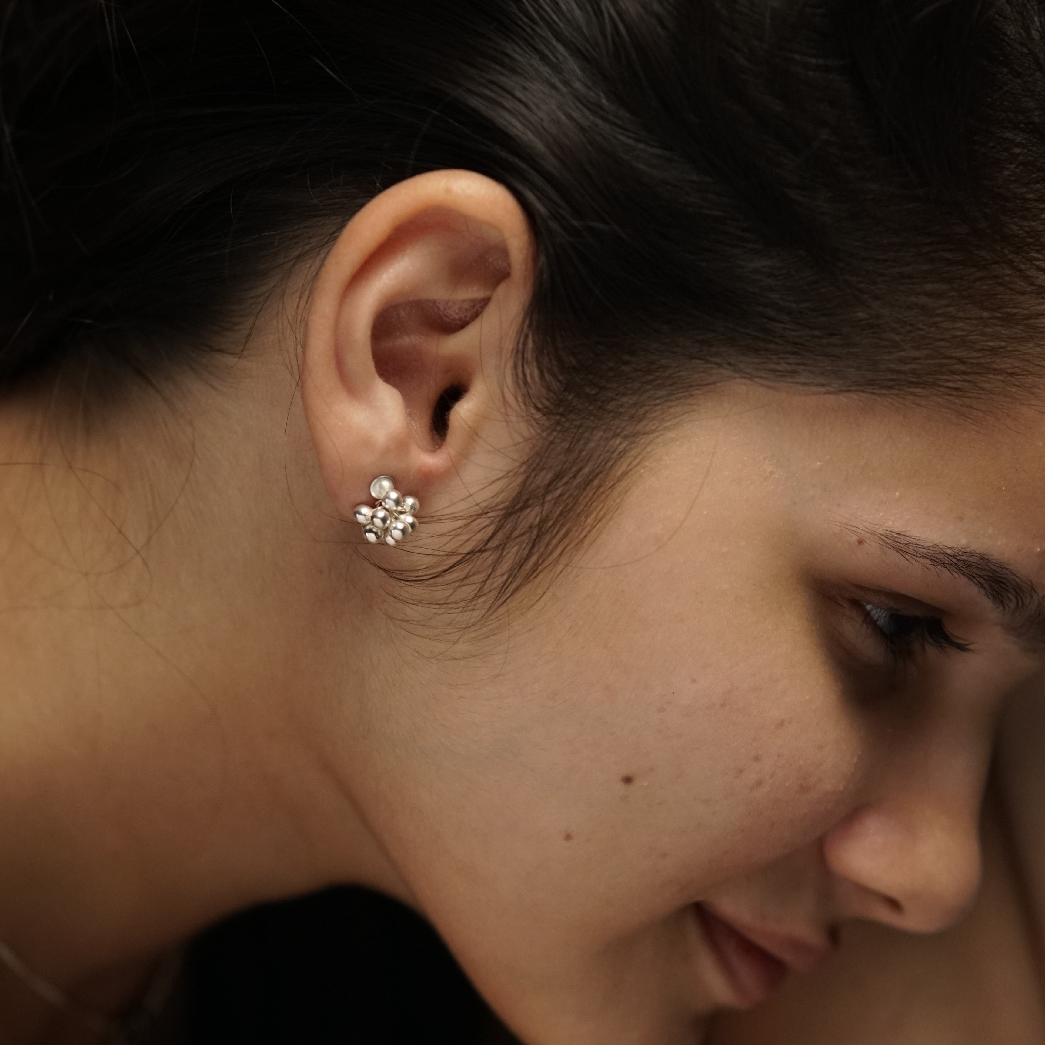 Silver Bead Bunch Studs (Suitable for Kids & Toddlers) | 92.5 Silver