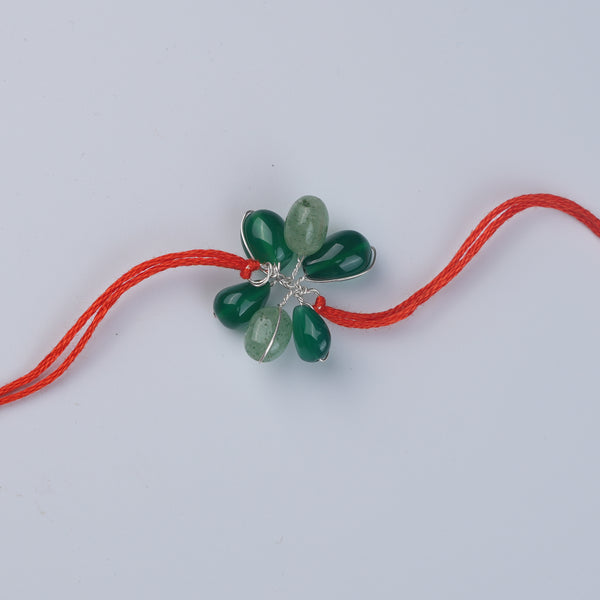 Russian Quartz & Green Onyx Cluster Rakhi (Project Handmade)
