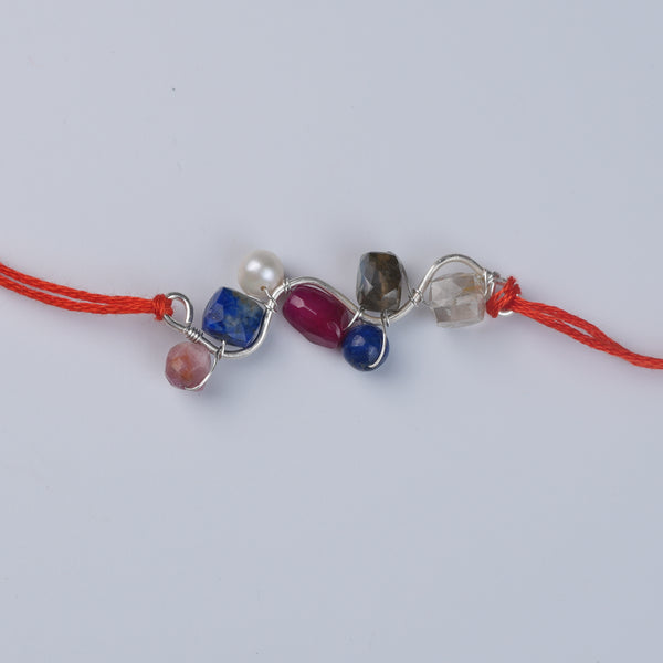 Multicolour Stone Wrapped Rakhi (Project Handmade)