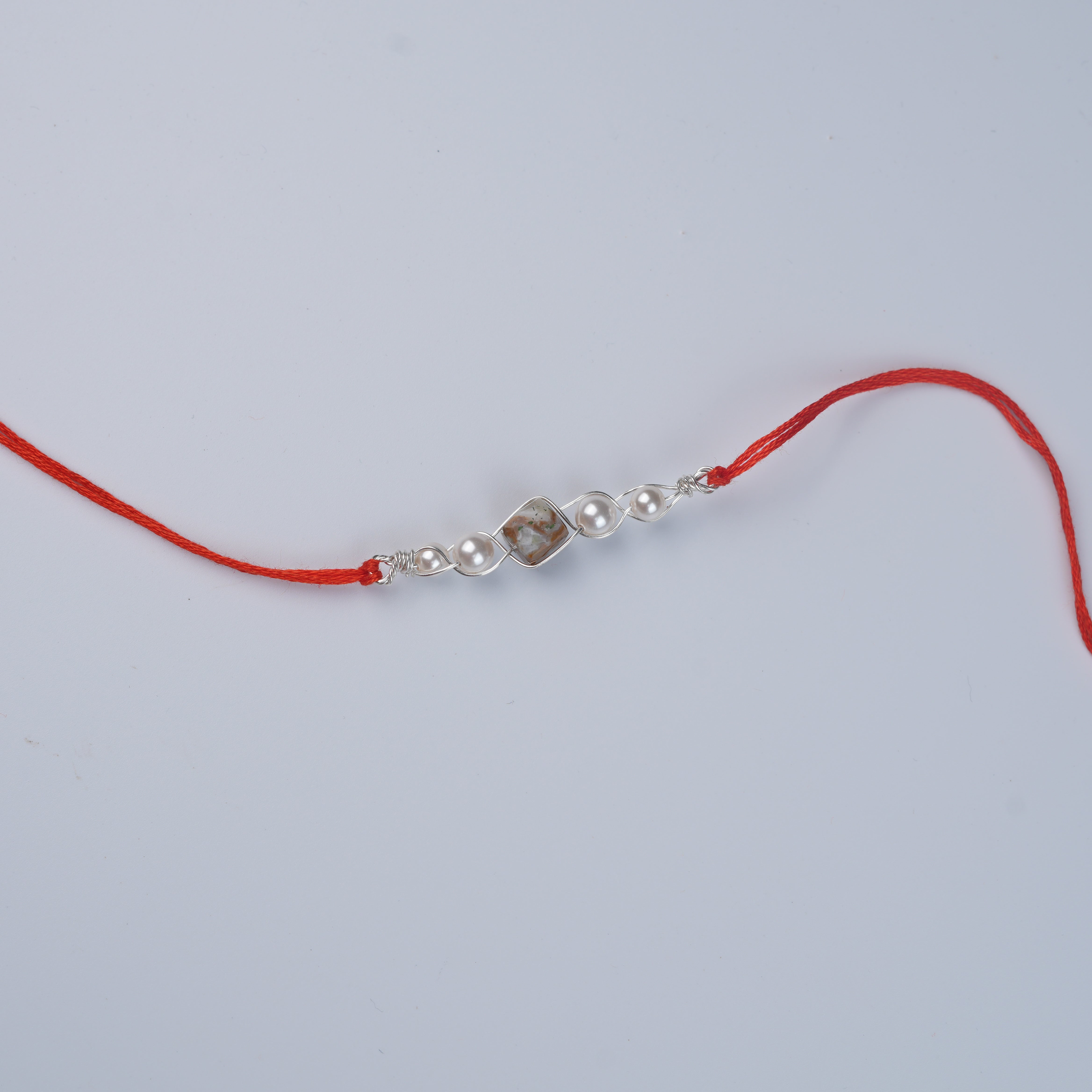 Moss Agate & Pearl Wrapped Rakhi (Project Handmade)