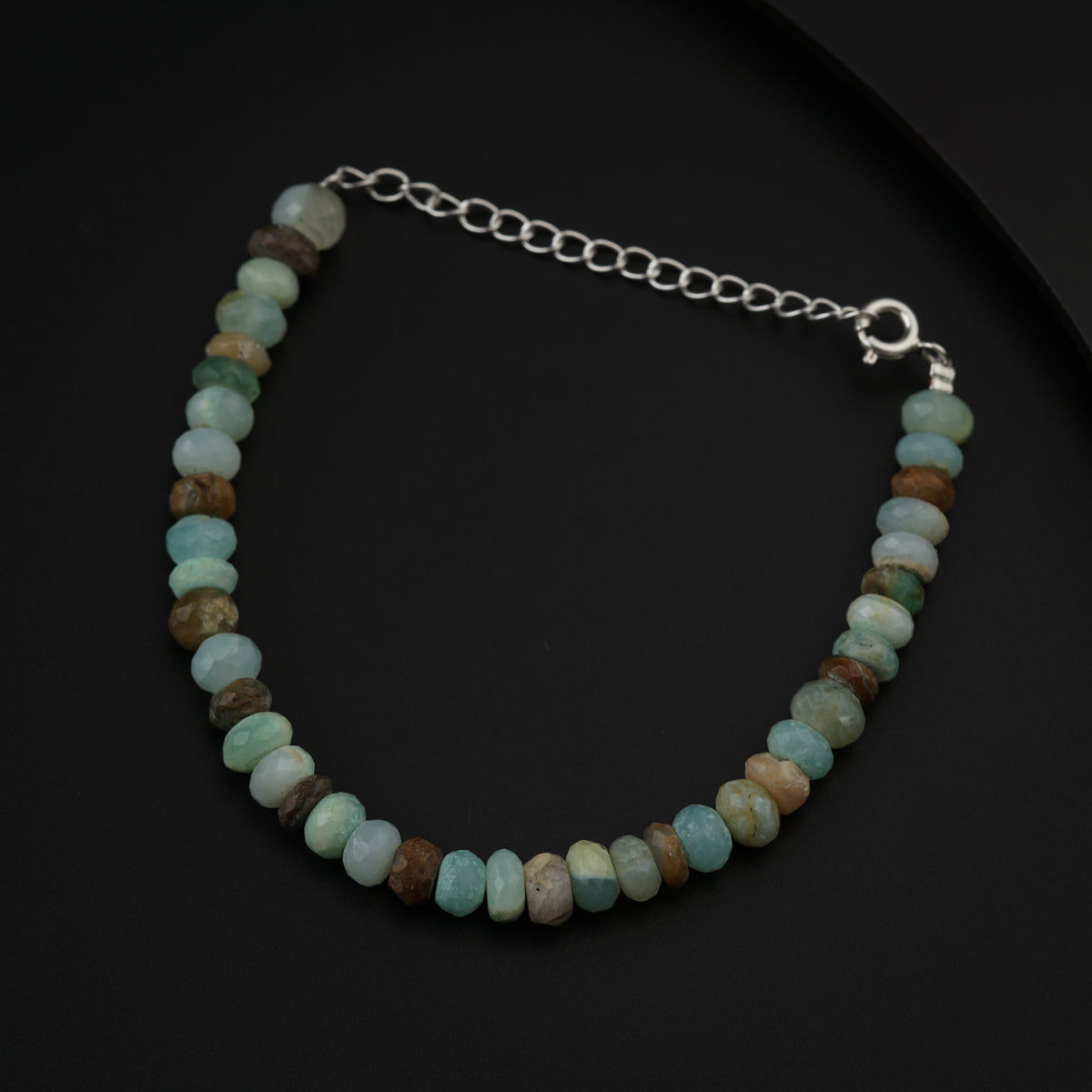 Blue Opal Stone Silver Bracelet