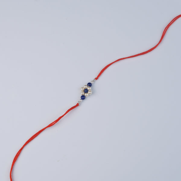 Lapis Lazuli & Pearl Flower Rakhi (Project Handmade)