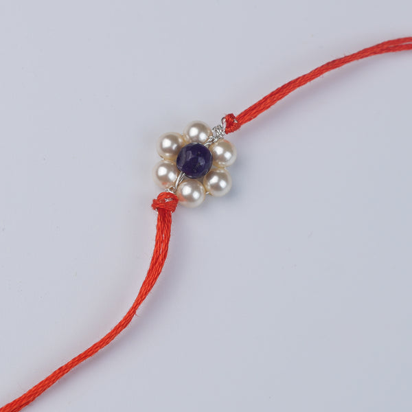 Purple Agate & Pearl Flower Rakhi (Project Handmade)