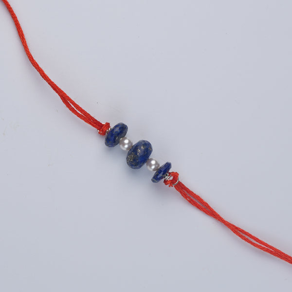Flat Lapis Lazuli & Pearl Rakhi (Project Handmade)