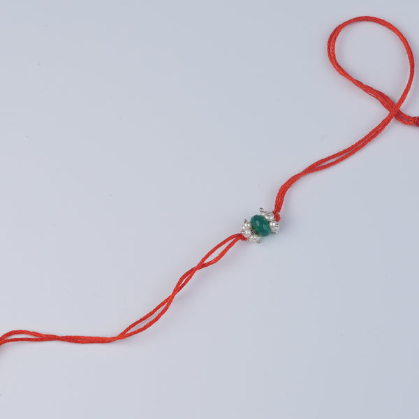 Green Onyx & Pearl Bunch Rakhi (Project Handmade)