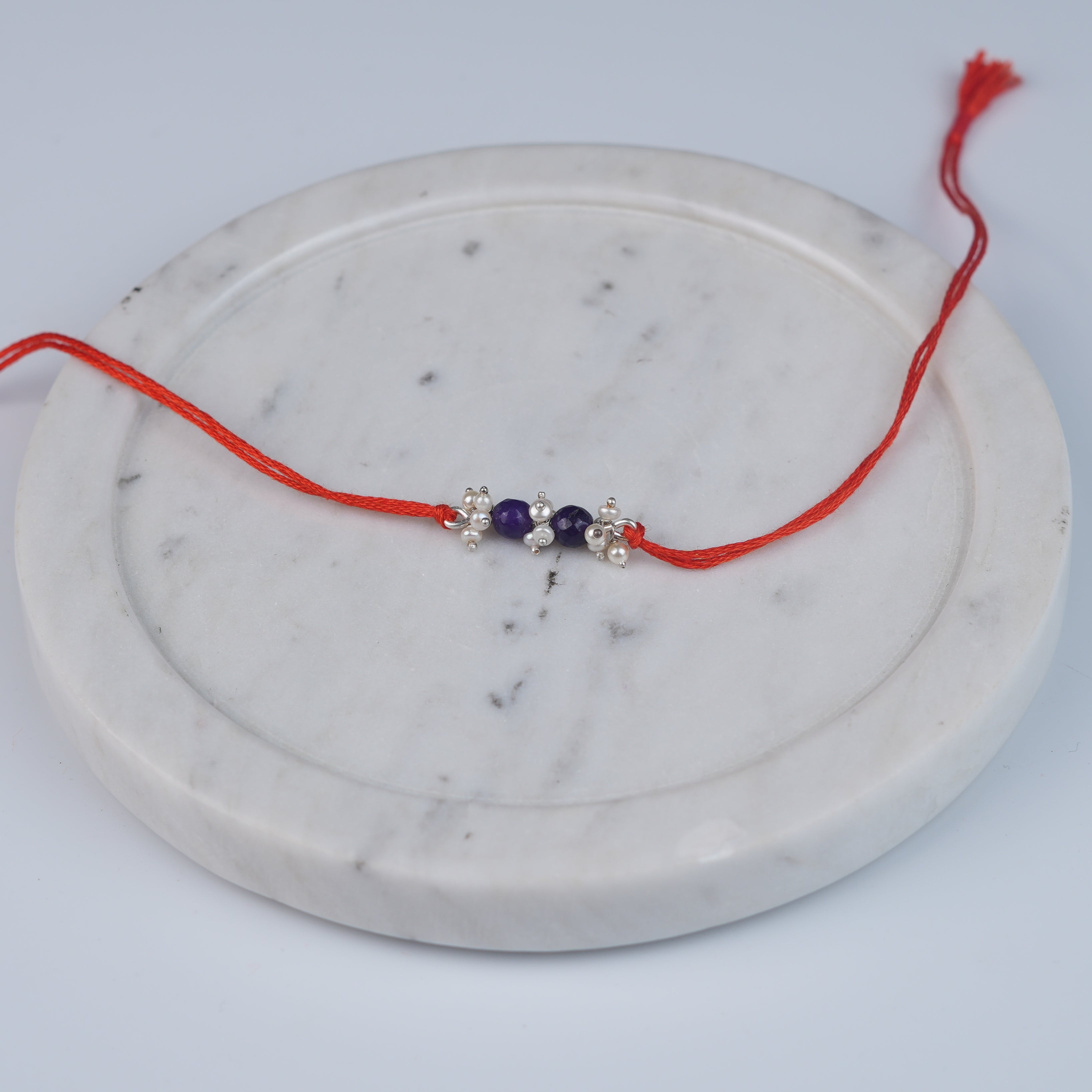 Purple Agate & Pearl Bunch Rakhi (Project Handmade)
